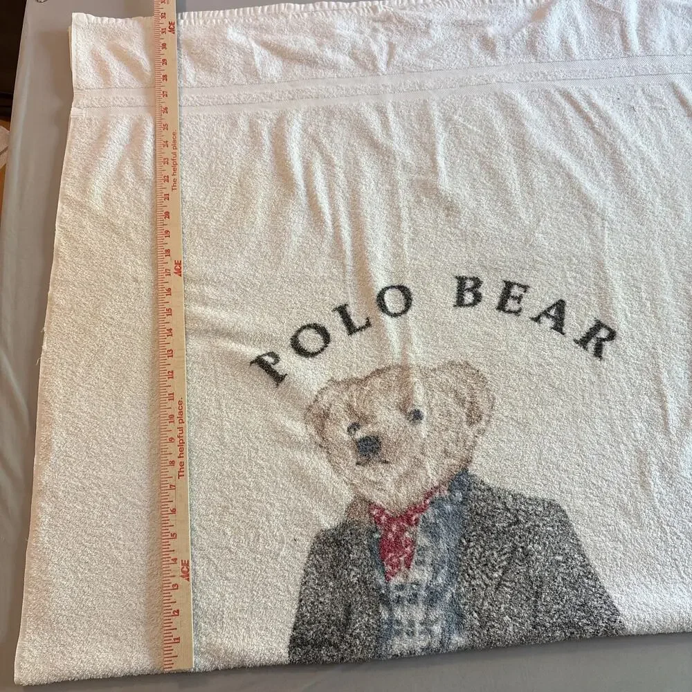 Vintage 90s Ralph Lauren Polo Bear Western Gentleman Beach Towel 36x66